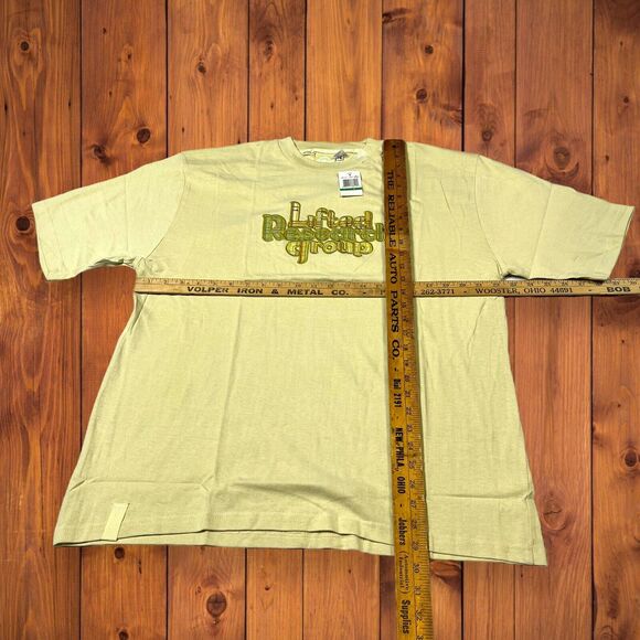 NWT LRG Lifted Research Group Cream Color Graphic T-Shirt Sz Large Embroidered - Picture 2 of 9